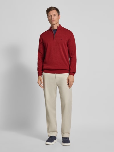 Fynch-Hatton Gebreide pullover met schipperskraag Donkerrood - 1