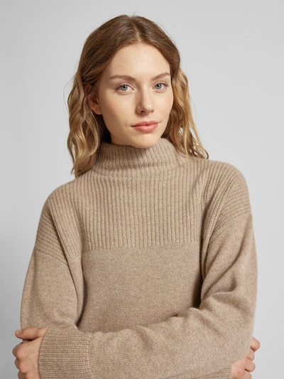 Jake*s Collection Gebreide pullover van kasjmier met opstaande kraag Beige - 3