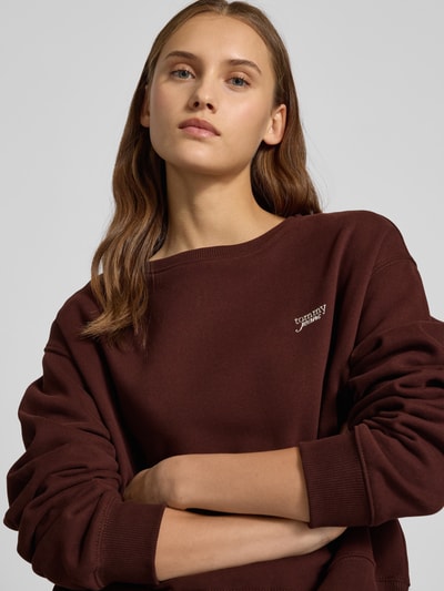 Tommy Jeans Relaxed Fit Sweatshirt aus Baumwoll-Mix Dunkelbraun 3