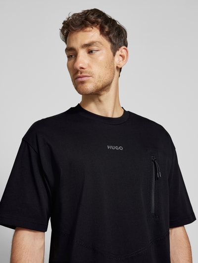 HUGO T-Shirt mit Label-Print Modell 'Doforesto' Black 3