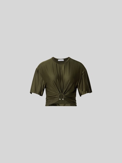 Rabanne Blusentop aus Viskose-Mix mit Cut-Out Khaki 2