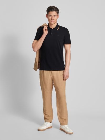 BOSS Koszulka polo z paskami w kontrastowym kolorze model ‘Parlay’ Czarny 1