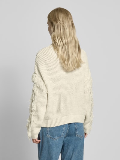 Only Gebreide pullover met franjes, model 'HOLLY' Offwhite - 5