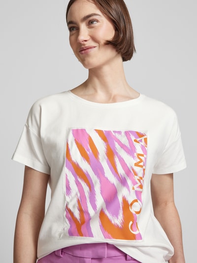 comma T-Shirt mit Label-Print Weiss 3