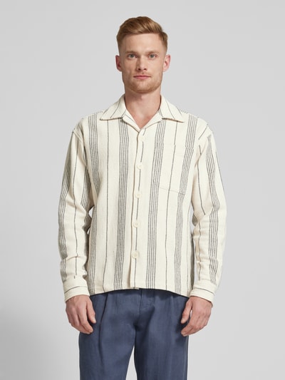 Jack & Jones Premium Regular fit vrijetijdsoverhemd met streepmotief, model 'BLAMANFRED' Zand - 4