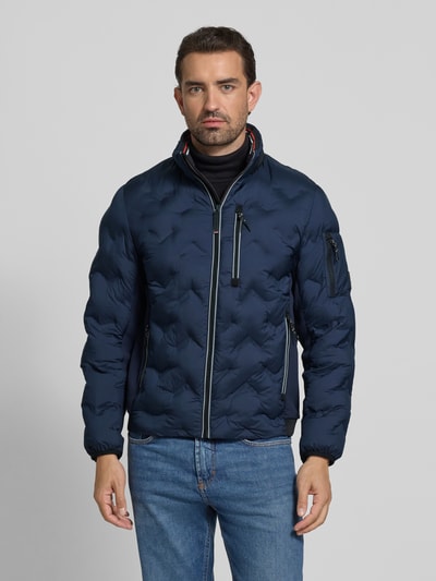 Tom Tailor Regular fit gewatteerd jack met opbergbare capuchon in de kraag Donkerblauw - 4