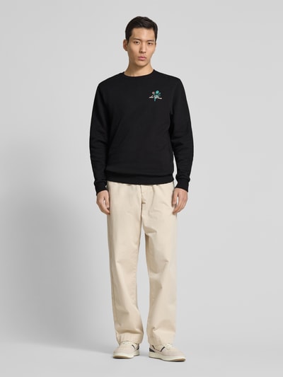 Les Deux Sweatshirt mit Label-Stitching Modell 'Bruno Café' Black 1