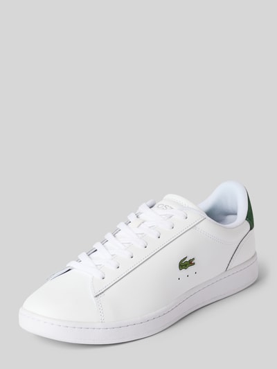 Produktfoto, Low Top Sneaker aus echtem Leder von Lacoste in Optik: Unifarben, Schuhspitze: Rund, Absatzform: Flach, Logo-Detail, Label-Prägung, Verschluss: Schnürung, Sohle: Strukturiert, Materialverarbeitung: Glattleder, Material: echtes Leder