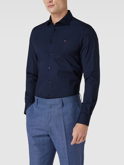 Tommy Hilfiger Tailored Slim fit zakelijk overhemd met haaikraag, model 'CORE' Marineblauw - 4