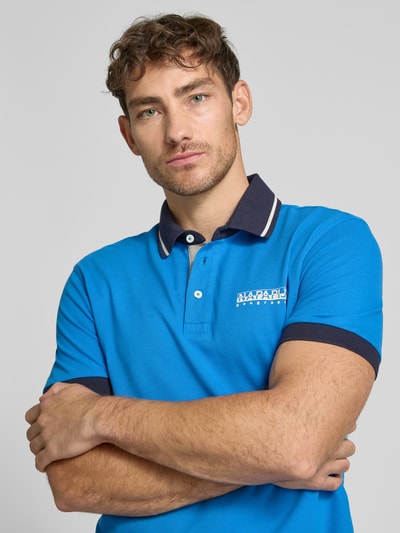Napapijri Slim fit poloshirt met labelprint Koningsblauw - 3