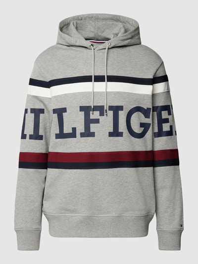 Tommy Hilfiger Bluza z kapturem z nadrukiem z logo Jasnoszary melanż 2