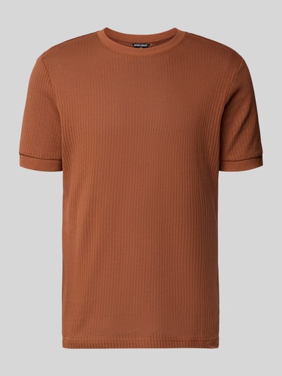 Produktfoto, T-Shirt mit Rundhalsausschnitt von Antony Morato in Braun, reine Baumwolle, Strukturmuster, Regular Fit, neutrale Studioaufnahme