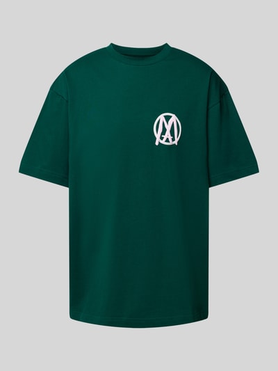 Multiply Apparel T-shirt o kroju oversized z nadrukiem z logo Ciemnozielony 2