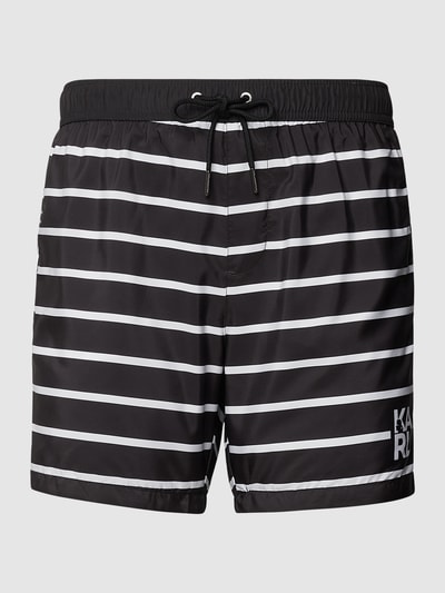 Karl Lagerfeld Beachwear Badehose mit Streifenmuster Schwarz 2