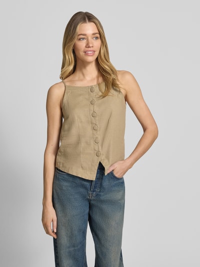 ICHI Blusentop aus Leinen-Viskose-Mix Modell 'LINNO' Taupe 4