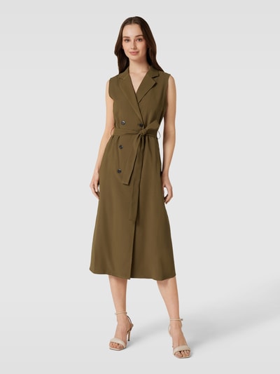 Mango Midikleid mit Reverskragen Modell 'DOROTEA' Khaki 4