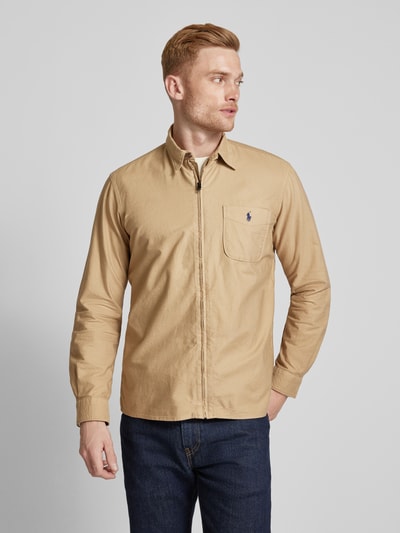 Polo Ralph Lauren Classic Fit Freizeithemd mit Reißverschlussleiste Beige 4