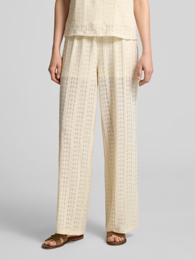 VERO MODA Weite Hose mit Spitzenmuster Modell 'CASSANDRA' Offwhite 4