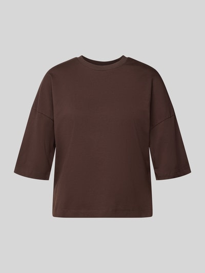 Produktfoto, Damen T-Shirt mit überschnittenen Schultern Modell 'Sarenzi' von OPUS aus reiner Baumwolle in Braun, Loose-Fit, Rundhalsausschnitt, glatte strukturierte Oberfläche
