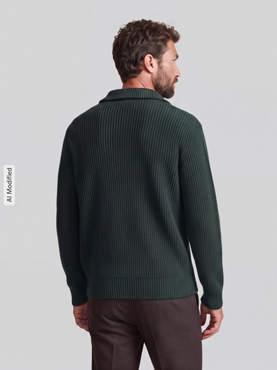 Selected Relaxed Fit Troyer aus reiner Baumwolle Modell 'DRY' Dunkelgruen 5