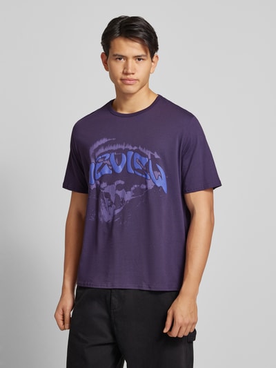 REVIEW T-Shirt mit Label-Print Aubergine 4