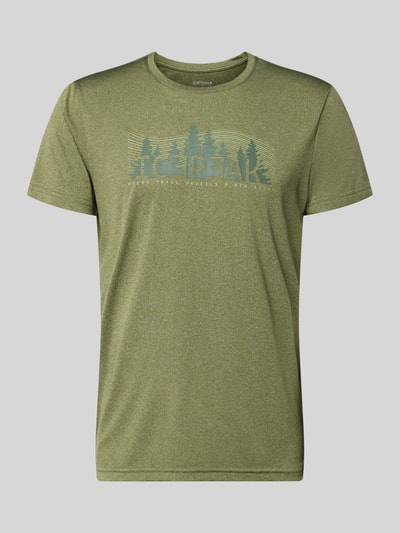 Produktfoto, Regular Fit T-Shirt mit Rundhalsausschnitt Modell 'Bearden' von Icepeak, grüner Ton, dezenter Logo-Print, feine Textur