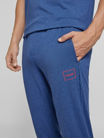 HUGO Relaxed fit sweatpants met labelprint Marineblauw - 3