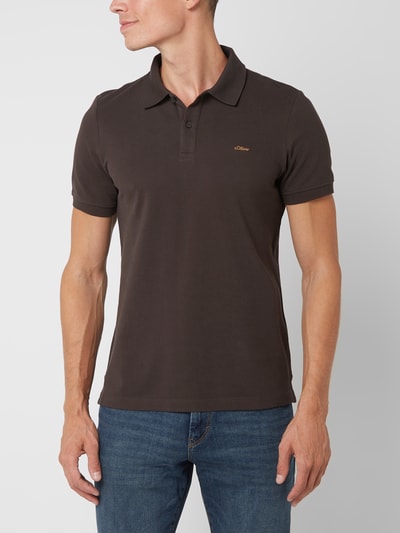 s.Oliver RED LABEL Slim fit poloshirt van piqué  Donkerbruin - 4