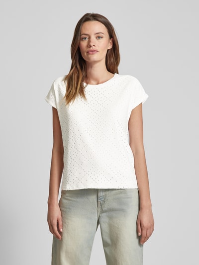 Vero Moda T-shirt z haftem angielskim model ‘TASSA’ Biały 4