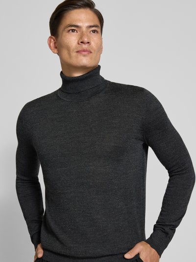 Christian Berg Men Pullover aus Merino-Mix mit Rollkragen Anthrazit Melange 3