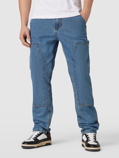 URBAN CLASSICS Regular fit jeans met stoffen garnering bij de knieën Blauw - 4
