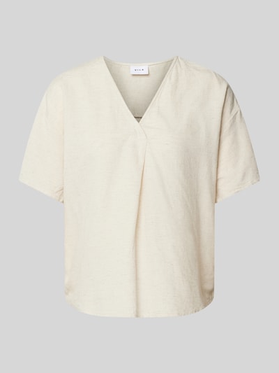 Vila Blusenshirt mit V-Ausschnitt Modell 'PRISILLA' Beige 2