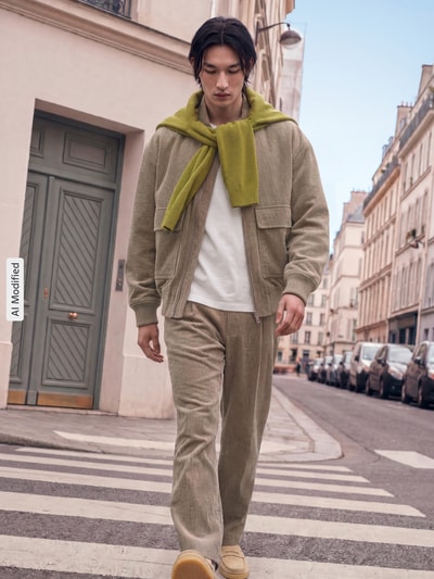 Jake*s Studio Men Relaxed Fit Cordhose aus reiner Baumwolle Modell 'MORTEN' Beige 2