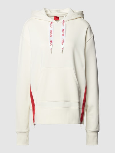 HUGO Hoodie van katoen met labeldetails, model 'Dreali' Ecru - 2