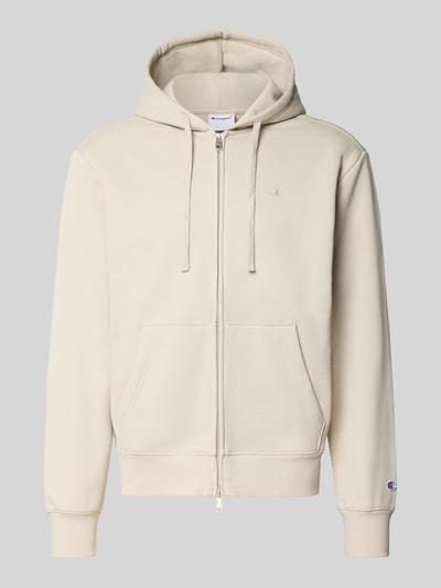 Produktfoto, Sweatjacke mit Label-Stitching und Känguru-Tasche von Champion, cremefarben, Zweiwege-Reißverschluss, Baumwoll-Mix, Regular Fit