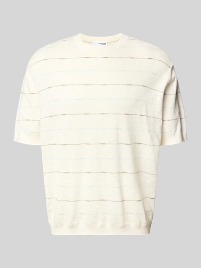 SELECTED HOMME Regular Fit Strickshirt aus Baumwoll-Leinen-Mix Modell 'BERG SUN' Sand 2