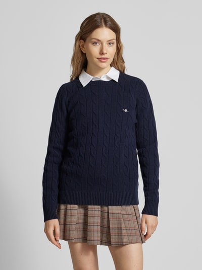 Gant Strickpullover mit Zopfmuster Dunkelblau 4