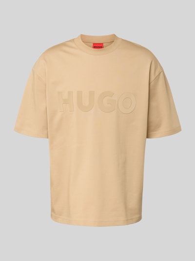 HUGO T-Shirt mit Label-Print Modell 'Dinkee' Beige 2