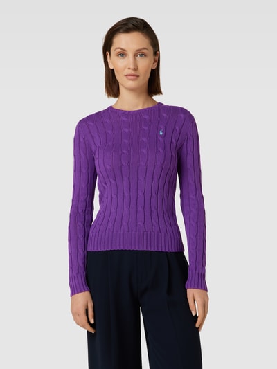 Polo Ralph Lauren Gebreide pullover met kabelpatroon, model 'JULIANNA' Paars - 4