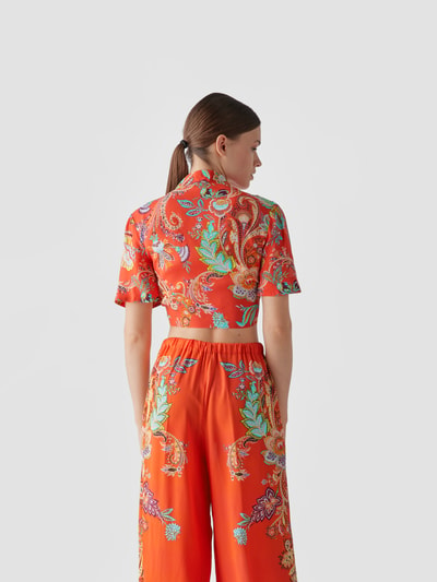 Etro Cropped Wickelbluse mit floralem Muster Rot 5