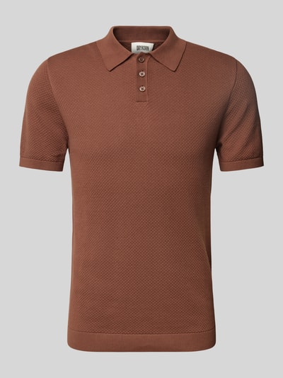 Drykorn Slim Fit Poloshirt mit Strukturmuster Modell 'TRITON 10' Mittelbraun 2