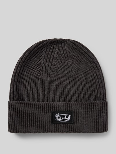 REVIEW Beanie mit Label-Detail Anthrazit Melange 1