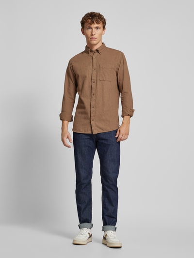 Jack & Jones Premium Freizeithemd mit Button-Down-Kragen Modell 'BROOK' Beige 1