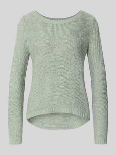 Produktfoto, hellgrüner Damen Pullover aus grob gestricktem Material mit U-Boot-Ausschnitt, Regular Fit Pullover mit U-Boot-Ausschnitt Modell 'GEENA' von ONLY, Damen Pullover von ONLY