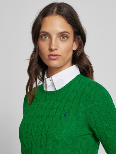 Polo Ralph Lauren Pullover met kabelpatroon, model 'JULIANNA' Donkergroen - 3