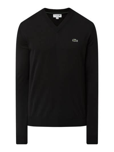 Lacoste Sweter o kroju classic fit z mieszanki wełny Czarny 2