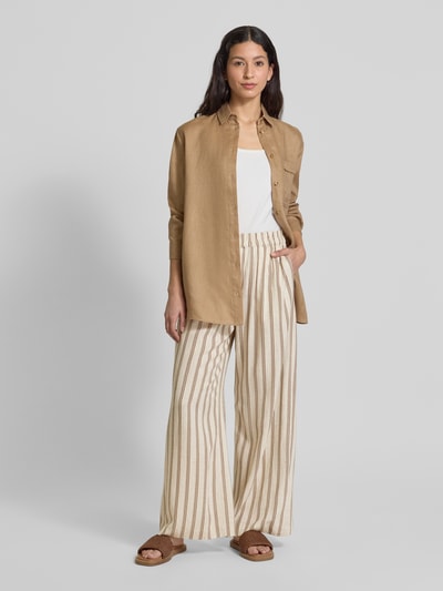 Apricot Broek van een mix van viscose en linnen met steekzakken Taupe - 1