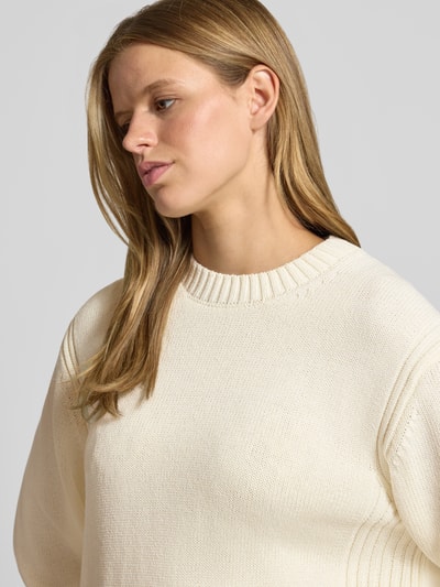 NOISY MAY® Relaxed Fit Pullover aus Baumwoll-Mix in Strick-Optik Offwhite 3