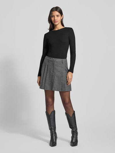 Jake*s Casual Shirt met lange mouwen in riblook met ronde hals Zwart - 1