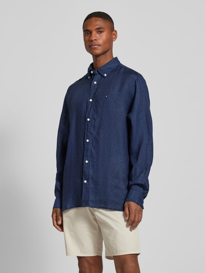 Tommy Hilfiger Regular Fit Leinenhemd mit Button-Down-Kragen Marine 4